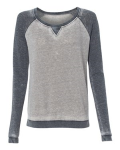 Cement Dark Smoke Ladies Zen Fleece Raglan Sleeve Crewneck Sweatshirt