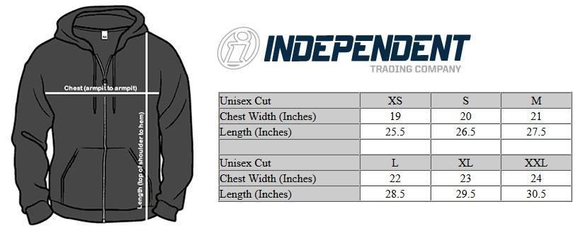 Independent Trading Company Size Chart