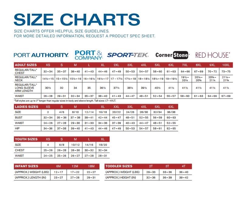 Port Authority Core Soft Shell Jacket Size Chart