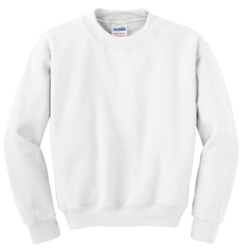 Black Gildan Youth Heavy Blend Crewneck Sweatshirt White