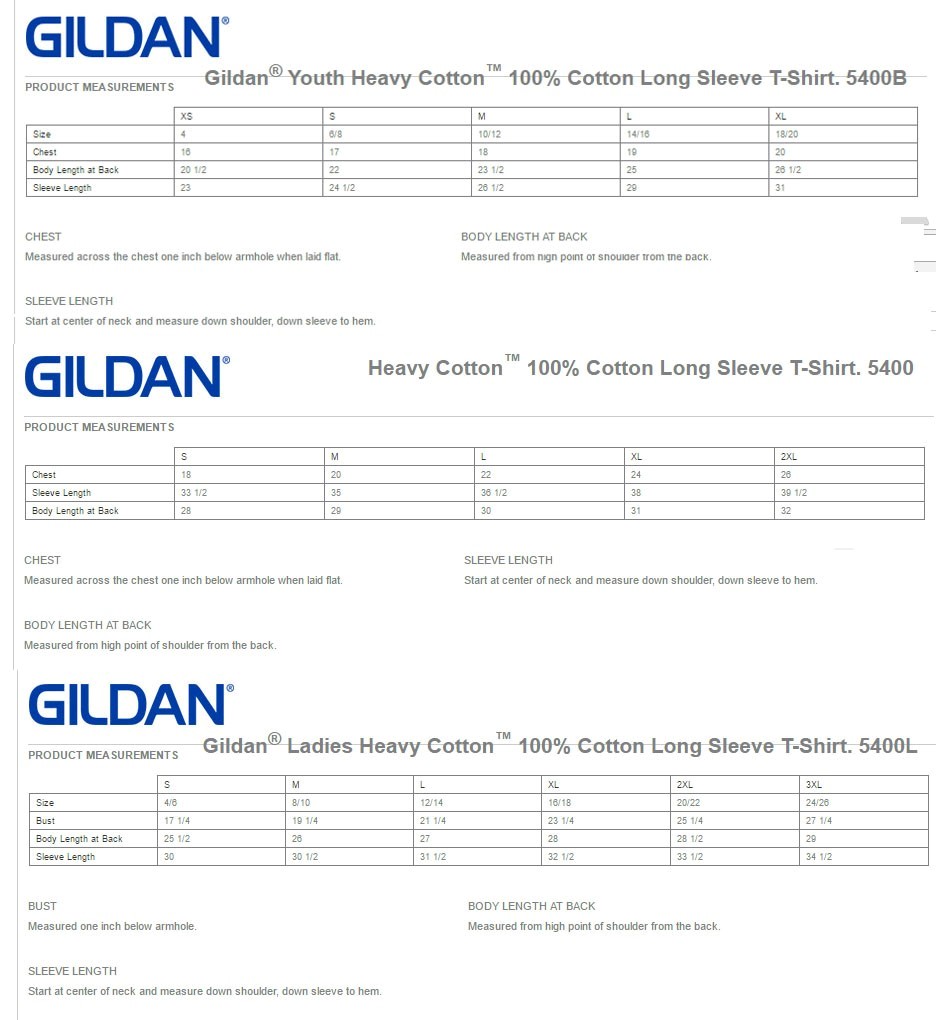 Gildan Dryblend Youth Size Chart